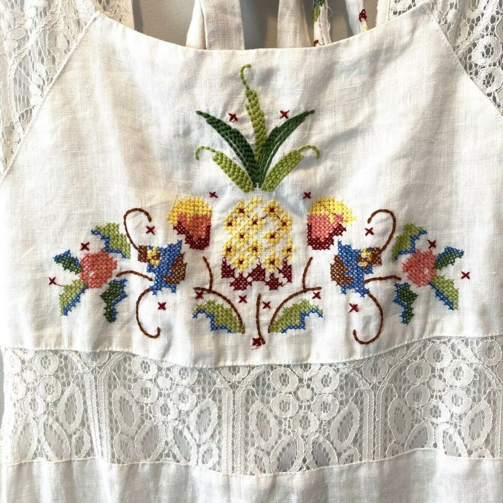 Anthropologie Farm Rio White Linen Floral Maxi NWT - Picture 2 of 10